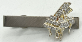 Silver &amp; Gold Tone Rhinestone Detail Piano Tie Clip Fashion Jewlery SKU ... - £7.98 GBP