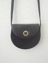 Vintage Women&#39;s Small Black Picard Crossbody Saddle Purse - £15.56 GBP