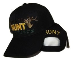 RFCO Born to Hunt Hunting Deer Embroidered Black Cap Hat - $9.89