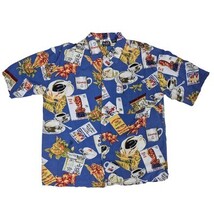 Vintage 90s K.A.D. Clothing Co. Hawaiian Shirt - Coffee Theme Blue Men's 1X - $42.52 Vintage 90s K.A.D. Clothing Co. Hawaiian Shirt - Coffee Theme Blue Men's 1X - $42.52