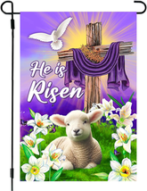 He Is Risen Easter Garden Flag, Vertical Double Sided, Outdoor Easter Decor Reli - £17.51 GBP