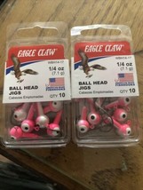 20 Eagle Claw Ballhead Fishing Jigs 1/4 oz Pink &amp; White Eye Ball Head &amp; ... - $16.98