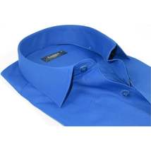 Men's Shirt By CASILA Turkey Cotton Blend Long Sleeves 502000-04 Solid Royal image 3