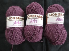 3-40g Lion Brand AREE 96% Acrylic 4% Polyamide #72 BROWN, Lot 6379 YARN - £6.69 GBP