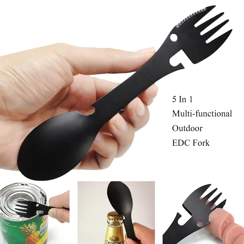 Outdoor Survival Tools 5 in 1 Camping Multi-functional EDC Kit Practical Fork - $10.81+