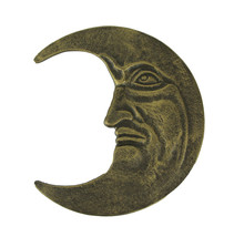 Bronze Finish Cast Iron Crescent Man in the Moon Face Indoor Outdoor Wall Decor - £31.14 GBP