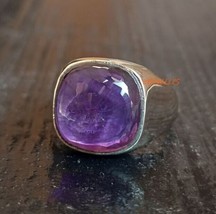 Natural Amethyst Ring 925 Silver Cushion Gemstone Men&#39;s Jewelry Birthday Gifts - £59.36 GBP