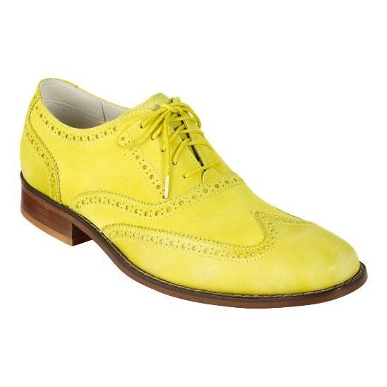 New Handmade men Calf Leather oxford yellow color shoes, Men spectator shoes