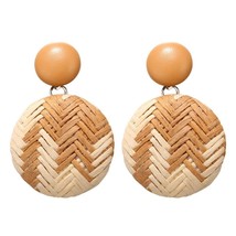 Fashion Boho Handmade Women Jewelry Geometric Statement Wooden Rattan Straw Dang - £6.95 GBP+