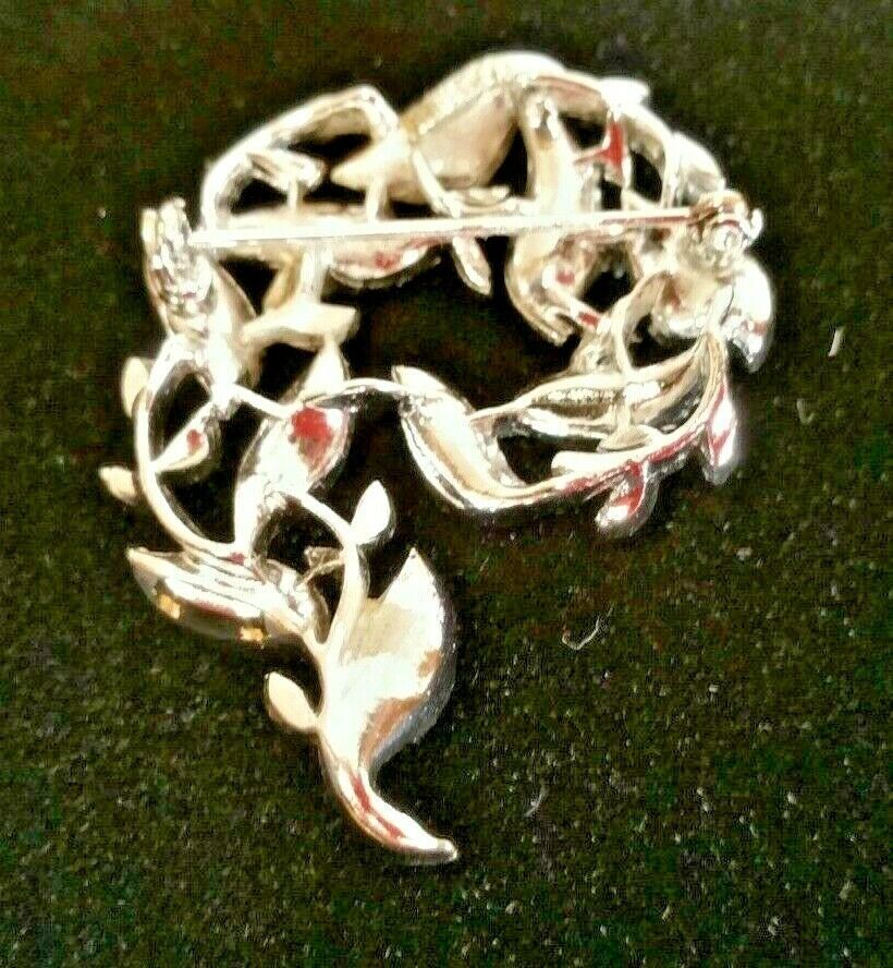 Vintage Designer Signed Lisner Silver Tone Branch/Leaf Motif Brooch Pin Item image 2