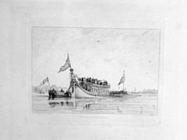 COOKE Original c1829 Engraving Thames Stationers Barge Boats &amp; Shipping - £41.76 GBP