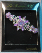 La Femme NY Lot G Silver-Tone Purple Stones Bar Brooch costume fashion j... - $7.69