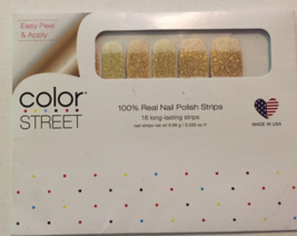 Color Street Nail Polish Strips Golden Girly Gold Glitter Overlay New - £6.29 GBP