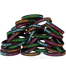 80 of I Am Strong I Am Brave I Am Loved I Am Enough Wristband Bracelets - £42.97 GBP