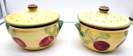 2 Pfaltzgraff Pistoulet Individual Soup Server and Lid Yellow Red Radish - $18.00