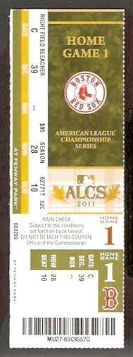 Primary image for BOSTON RED SOX FENWAY PARK 2011 CHAMPIONSHIP SERIES ALCS FULL TICKET