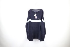 NOS Vintage Phat Farm Mens 3XL Striped Spell Out Script Marled Knit Sweater Navy - £93.91 GBP