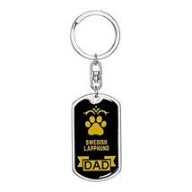 Dog Dad Gift Swedish Lapphund Swivel Keychain Stainless Steel or 18k Gold - £20.53 GBP