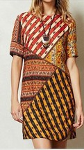 TANVI KEDIA Anthropologie Patchwork OZMA Shift Dress XS Hippie Anthro Tu... - £32.25 GBP