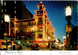 Vtg Postcard Chinatown at Night, San Francisco California, Postmarked 1979 - £5.23 GBP