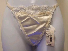 NWT Vintage E. BOLE Silky FLORAL THONG PANTIES Chiffon LACE Bridal S/M/L... - $19.34