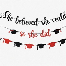 Empowered Achiever Banner: Red &amp; Black Graduation Decorations 2023 - Inspiring C - £21.39 GBP