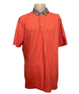 Lands&#39; End Red Short Sleeve Button Down Polo Shirt w Checked Collared Si... - $39.08 CAD