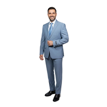 Mens DKNY 100% Wool Two Button Notch Lapel Slim fit Shark Texture 1393 Sky Blue image 4