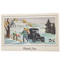 Postcard Thank You Christmas Happy New Year Mail Carrier Winter Scene Ch... - $6.98