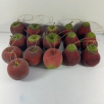 Vintage Lot 16 Glitter Fruit Christmas Tree Ornaments Apples Pears Red Green - £26.30 GBP