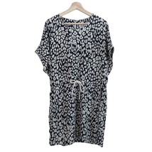 Sea New York Silk Blend Dress Navy Leopard Print Short Sleeve Drawstring... - $49.49
