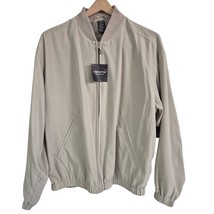 NWT Claiborne Water Repellent Tan Bomber Jacket  Polyester Satin Lined M... - $42.62