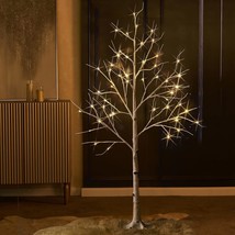 Lighted Birch Trees 4Ft 48Led, Pre Lit White Tree Lights Plug In For Home Christ - £74.69 GBP