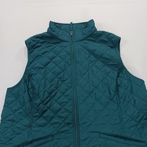 Van Heusen Vest Women’s Green Quilted Lined Full Zip Pockets Vest Size Large image 9