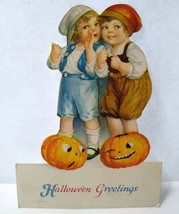 Halloween Placecard Ellen Clapsaddle Wolf Original Diecut Children Pumpk... - $143.45