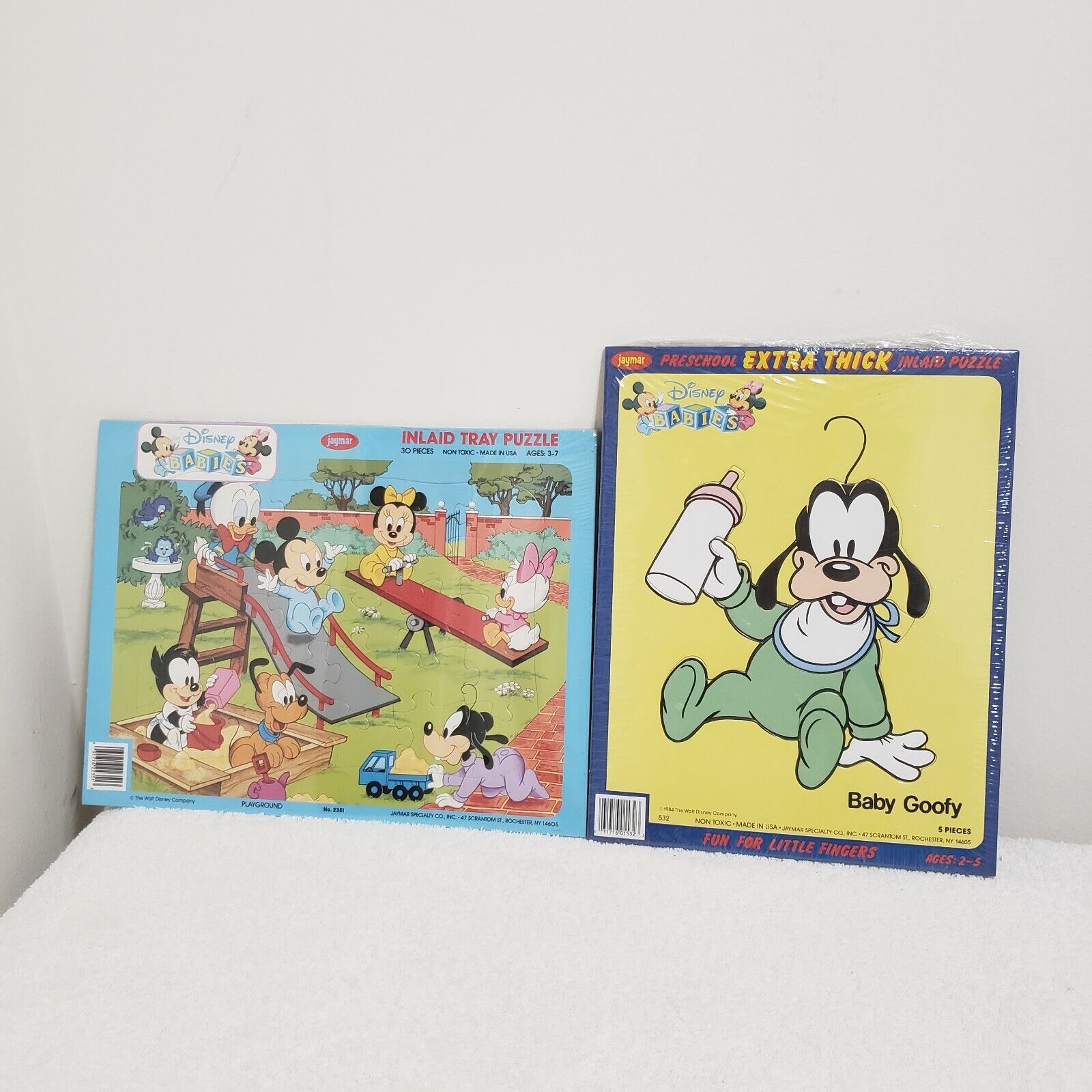 SET of 2 Disney Inlaid Puzzles 1984 Baby Goofy Preschool Jaymar NEW SEALED USA - £7.67 GBP