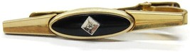 2&quot; Vtg Anson Black Onyx Small Diamond 1/20 12K Gold Filled Neck Tie Clip Bar - £38.79 GBP