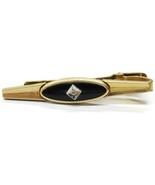 2&quot; Vtg Anson Black Onyx Small Diamond 1/20 12K Gold Filled Neck Tie Clip... - £38.93 GBP