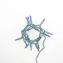 15 Bulb Blue Glass Craft Lights Green Wire - $12.00