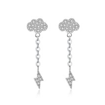 999 Sterling Silver Simulated Diamond Cloud Lighting Dangle Chain Party ... - £62.59 GBP