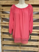 NWT Zac &amp; Rachel Pink Peasant Blouse Top Woman&#39;s Size L KG JD - $376.73 MXN