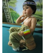 DANBURY MINT DOLL LAST ARROW AMERICAN INDIAN BOY SITTING ON A ROCK ORIGI... - $202.40 CAD