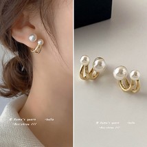 New Retro Light Luxury Pearl Stud Earrings Korean Simple Jewelry Christmas Party - £10.50 GBP