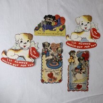 Vtg 1940s Valentine Cards Lot (5) WWII Era Dogs Puppies Mans Best Friend Die Cut - £26.63 GBP