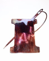 Needle &amp; Thread Wall Art Sewing/Craft Room Decor Copper/Bronze 8 1/4&quot; tall x 8&quot; - £14.87 GBP