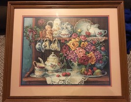 Homco Country Kitchen Picture Print Barbara Mock Decor Flower Tea Floral  - $79.99