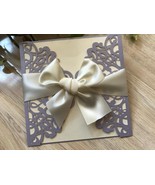 50pcs Pearl Light Purple laser cut invitation Cards,Wedding Invitation w... - $65.30