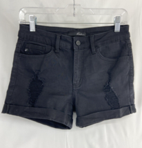 KanCan Shorts Womens Size 27 Black Stormy Distressed Cuffed Cotton Blend... - $23.74