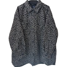 Gap Jacket Leopard Print Cozy Comfy Soft Recycled Wool Gray Coat XXL - £70.45 GBP