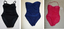 La Blanca Blk 6 12/Blue 6 12/Pink 8Glimmer Shirred One Piece Bandeau Swimsuit  - £17.37 GBP